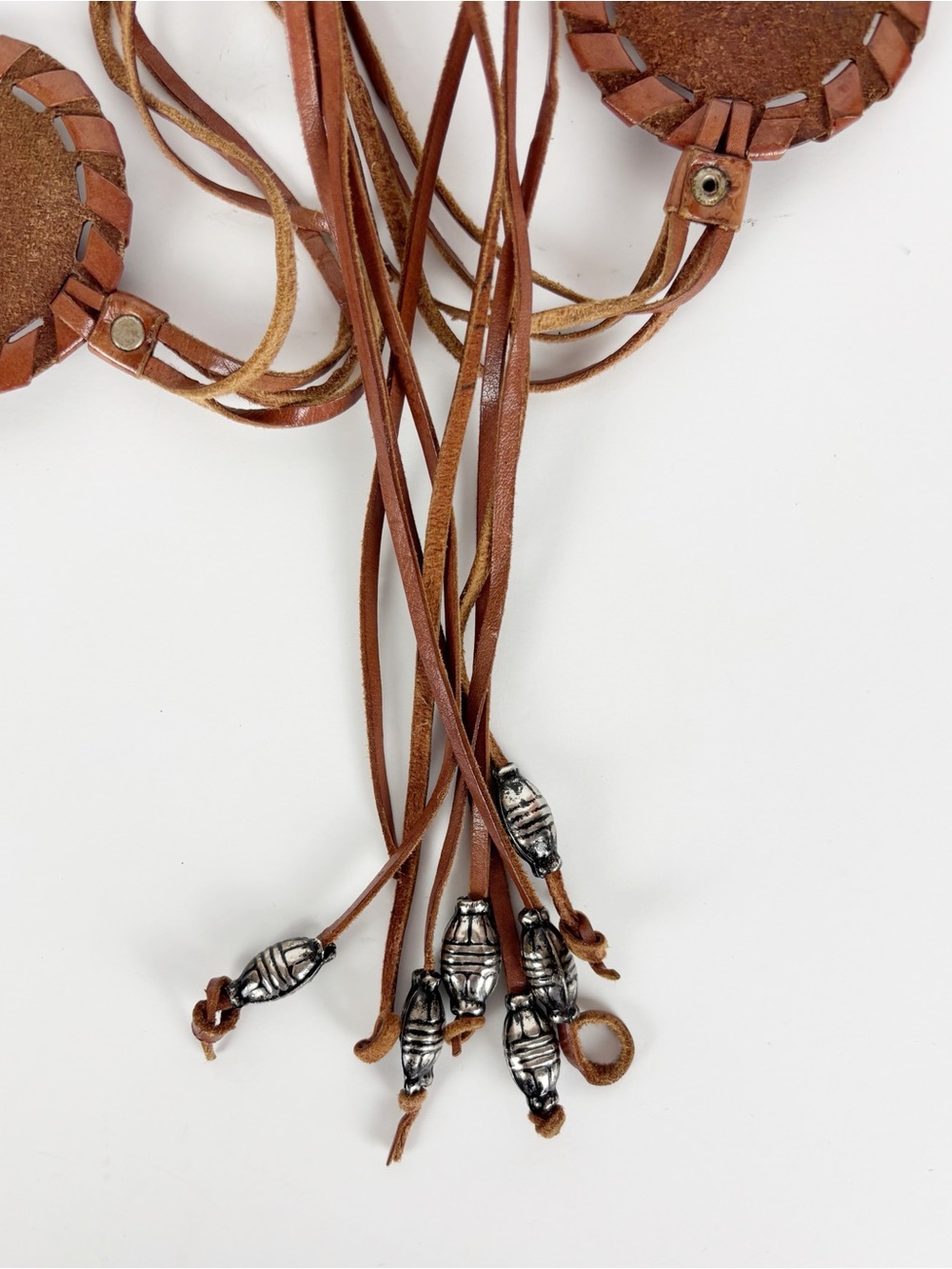Brown Leather Metal Concho Belt - Picture 4 of 5